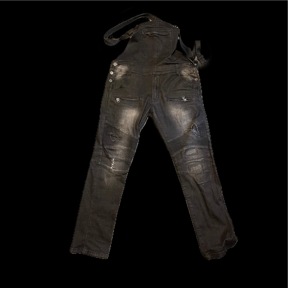 Black biker overalls